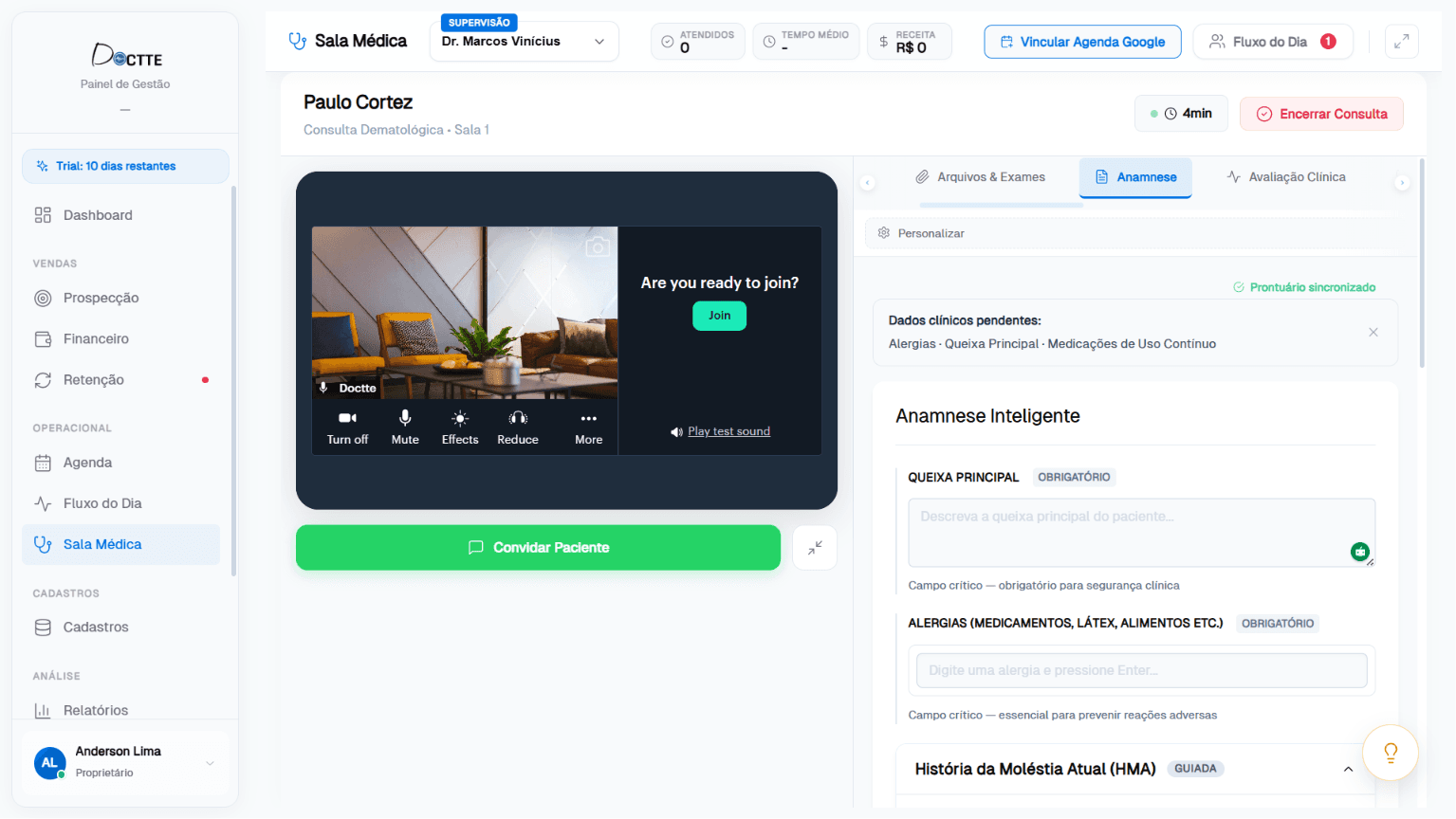 Telemedicina — Software médico Doctte Telemedicina no Doctte